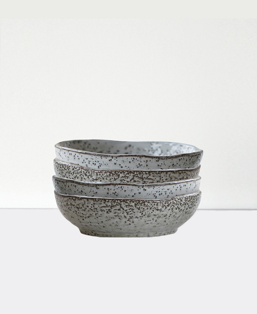 Melamine Serving White Bowl Black Dotted